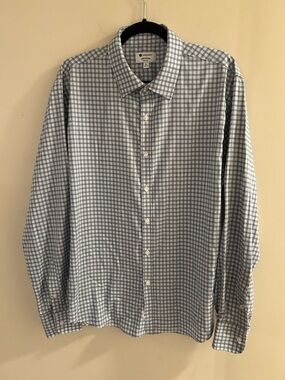 Sperry Premium Men’s XL Blue Plaid Button-Down Shirt Stretch Tencel Blend